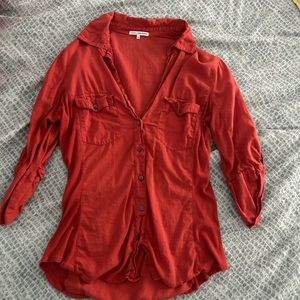 James Perse Orange button down 3/4 shirt